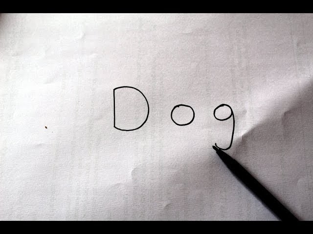 DIY - Very Easy ! How To Draw a Dog  Using The Word Dog.