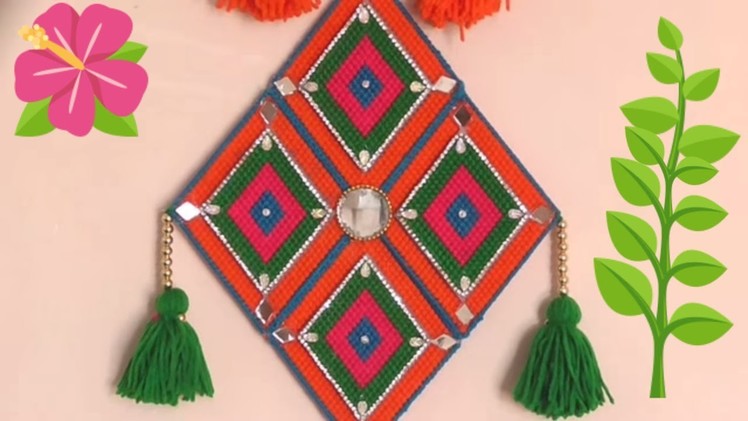 Diy - Wall Hanging Craft Ideas || Plastic Canvas Wall Hanging From Woolen