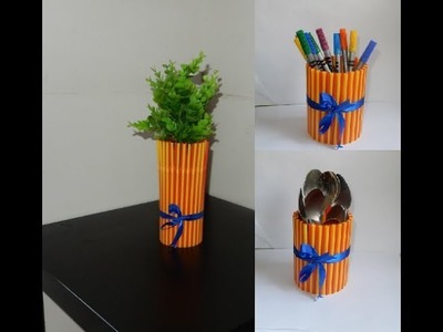 Drinking straw craft idea _ Best out of waste