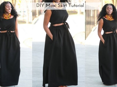 Easy DIY Side Slit Maxi Skirt with Pockets