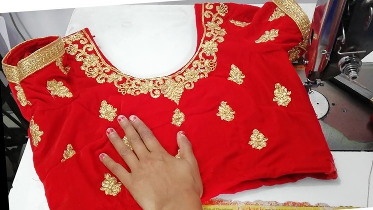 Embroided blouse cutting and stiching.lehnga and saree blouse