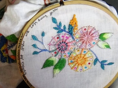Embroidery Designs -  Simple and easy lazy daisy with spider stitch designs