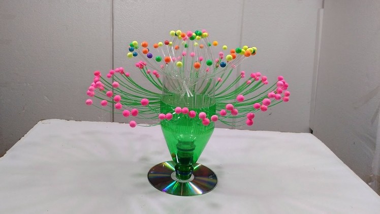 Empty Plastic Bottle Vase Making Craft, Water Bottle Recycle Flower Vase Art Decoration Crafts