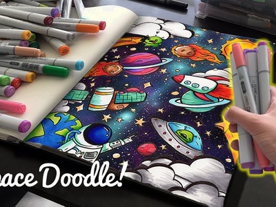 EPIC SPACE DOODLE! | Copic Marker Doodle Illustration