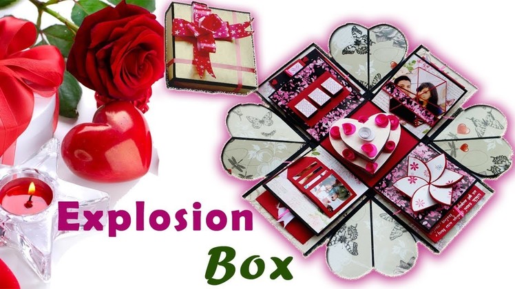 EXPLOSION BOX WITH HEART SHAPED BIRTHDAY CAKE | DIY HEART EXPLOSION BOX | BIRTHDAY GIFT | HEART BOX