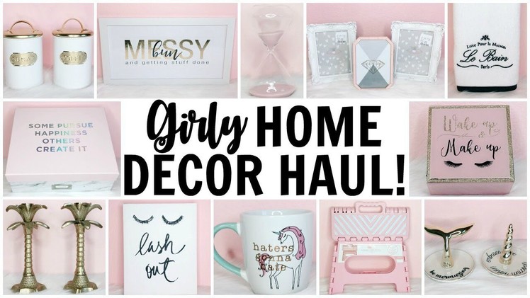 GIRLY HOME DECOR HAUL! ♡ HomeGoods, TJ Maxx, Marshalls, Hobby Lobby & Target ♡ Pink & Gold Decor