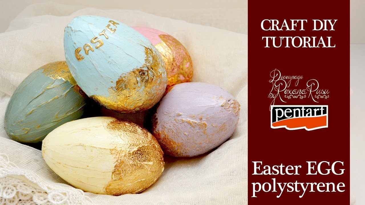 How to decorate easter eggs with gold foil. DIY Easter Craft Project. Pentart Gold 3D foil