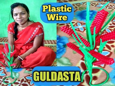 How to make a beautiful (Bouquet.Guldasta) from a plastic wire? craft ideas for decoration