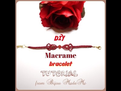 Macrame bracelet tutorial. DIY macrame jewelry. How to make macrame bracelet with stone.