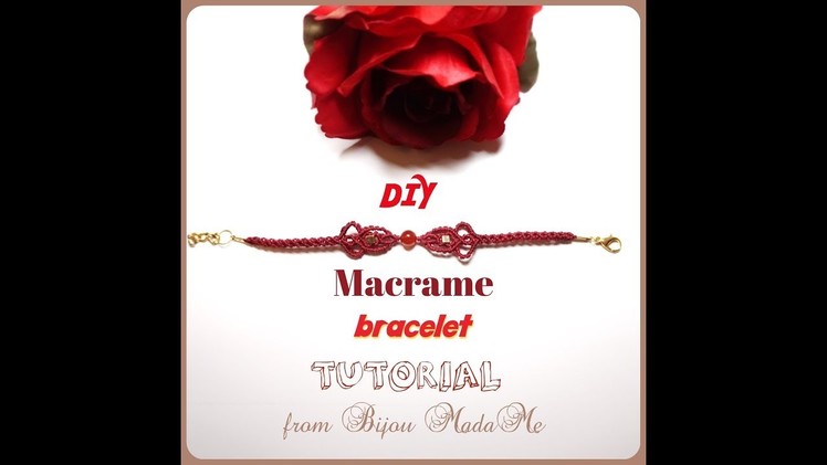 Macrame bracelet tutorial. DIY macrame jewelry. How to make macrame bracelet with stone.