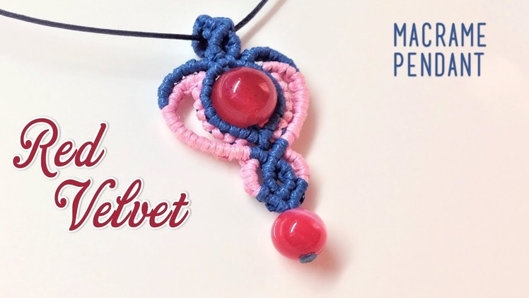 Macrame pendant tutorial - The 3rd element of Red Velvet macrame jewelry set