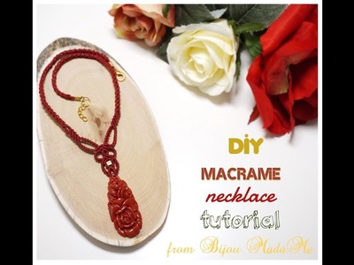 Macrame tutorial. DIY macrame necklace with pendant. How to join more cords to macrame project.