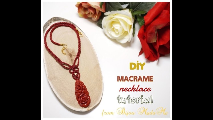Macrame tutorial. DIY macrame necklace with pendant. How to join more cords to macrame project.