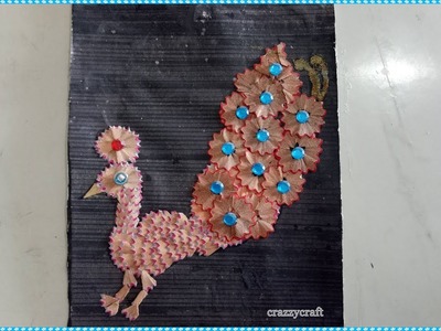 Peacock made from pencil cell, kids craft project