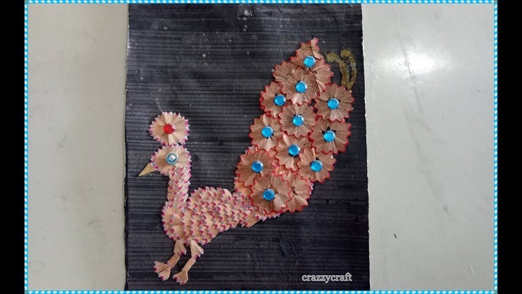Peacock made from pencil cell, kids craft project