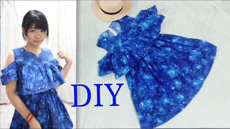 Sewing Girly Dress. Ruffle dress| DIY Galaxy dress | Sewing tutorial