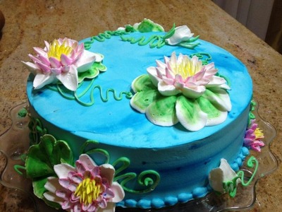 Water Lilies Cake. Cake Decorating