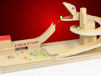 Amazing DIY Cobra Crush Marble Run From Cardboard!