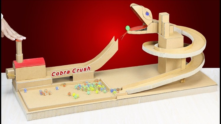 Amazing DIY Cobra Crush Marble Run From Cardboard!
