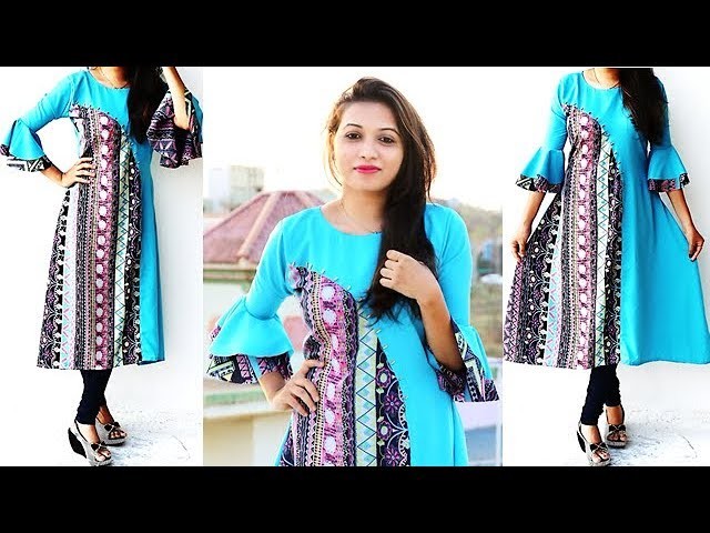 DIY Designer Kurti With Bell Sleeves Cutting And Stitching Tutorial