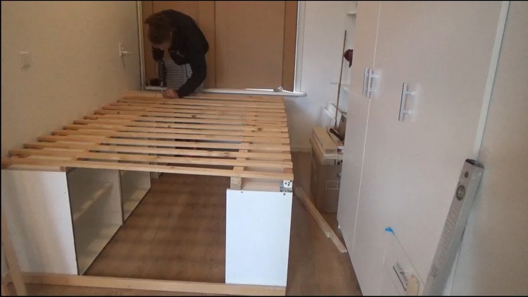 DIY freestanding bed with lots of (cosplay) storage