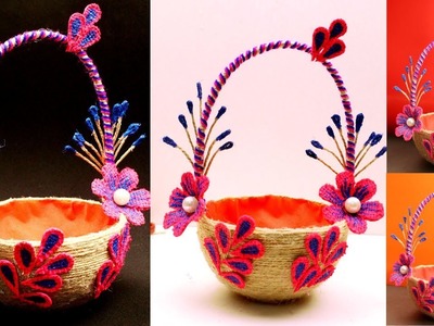 DIY - How to make best out of waste jute basket - Decorative jute basket at home  - Best Craft Idea