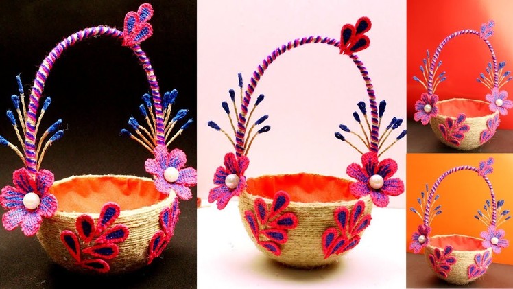 DIY - How to make best out of waste jute basket - Decorative jute basket at home  - Best Craft Idea