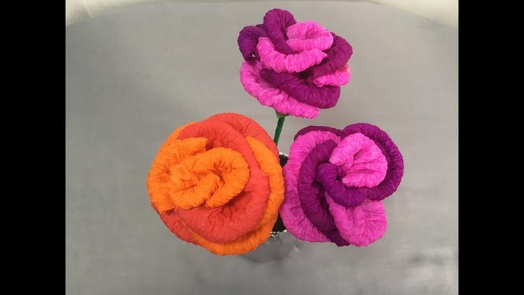DIY; How To Make Rose Flower With Paper | کار دستی  ساخت گل گلاب با کاغذ