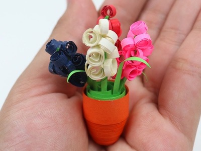 DIY: Quilling Miniature 3D Flower Pot ⚱ How to Make Flower Pot With Quilling Paper - Paper Quilling