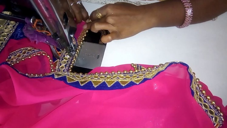HOW TO ATTACH MOTI LACE ON DUPATTA AND SAREE.DESIGNER DUPATTA MAKING WITH WORK LACE