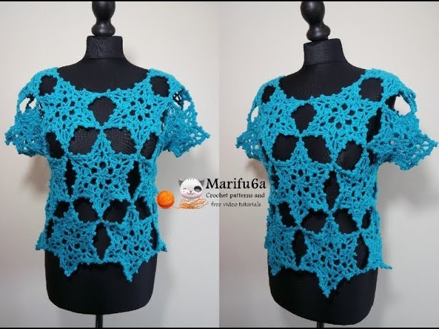 How to crochet star top  jumper tunic one size free pattern tutorial