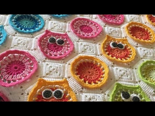 How to make crochet owl  Blanket