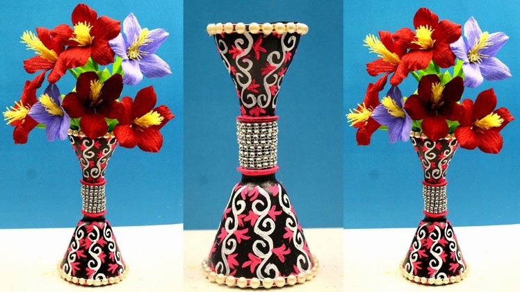 How to Make Flower & Flower Vase with Plastic Bottles & Paper - Empty Plastic Bottle & Paper Craft