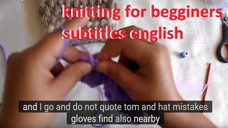 How to make knitting point puff - knit for beginners subtitles english