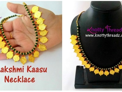 How to make Lakshmi Kaasu Necklace | DIY Imitation Jewelry | Ethnic | www.knottythreadz.com