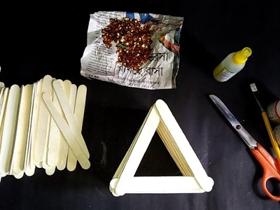 How to make pen stand with icecream sticks step by step