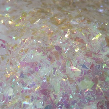 Iridescent Cellophane Glitter Flakes White Bag Mylar Flakes Pink White 03