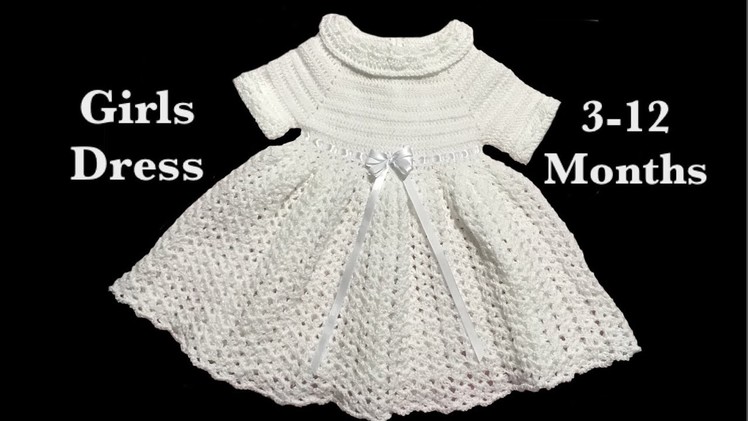Pretty in white Crochet baby girl dress by Crochet for Baby for 3-12 months #121