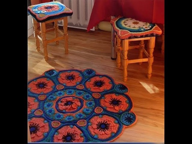 Round Crochet Carpet. Rugs. Floor mat Design Collection for Ideas and Inspiration. 