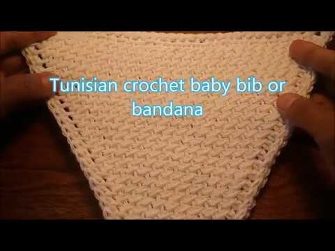 Tunisian crochet baby bib or bandana