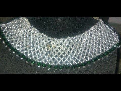 Tutorial on how to make this beaded silver and green necklaces