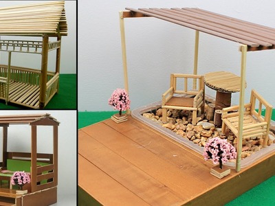 4 DIY Miniature Pergola & Gazebo #2 - Chopstick & Popsicle Stick Crafts
