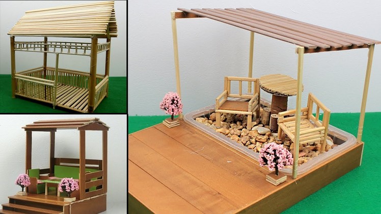 4 DIY Miniature Pergola & Gazebo #2 - Chopstick & Popsicle Stick Crafts