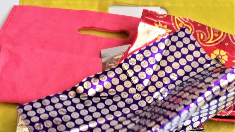 Best reuse idea of gift wrapping paper and fabric carry bags | Best out of waste