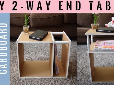 DIY: 2 - way end table.side table with magazine holder using cardboard | Simple & cheap furniture