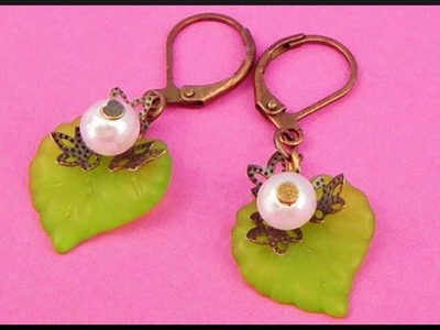 DIY | Acryl Blatt Perlen Ohrringe | Beaded acrylic leaves earrings | Vintage jewelry beadwork