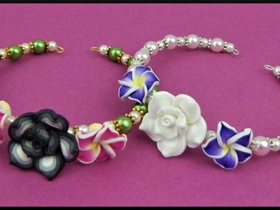 DIY | Draht Armband mit Blumenperlen | Memory wire bracelet with flower beads and pearls | Beadwork