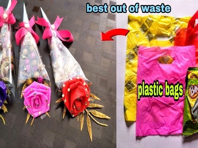 DIY Flower Bouquet from Waste Carry Bags-Best out of Waste