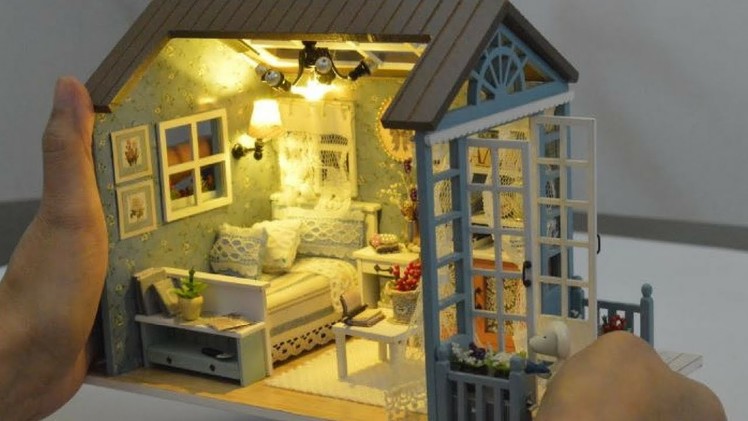 DIY MINIATURE DOLLHOUSE with BED CHANDELIER and GARDEN
