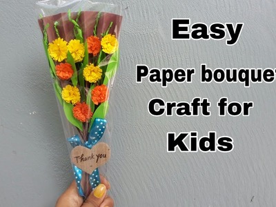 Easy paper bouquet making idea for kids